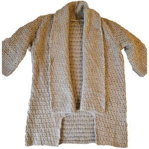 LOFT Cardigan Sweater Coat‎ S Wool Alpaca Open Front Chunky Oversized 3/4 Sleeve